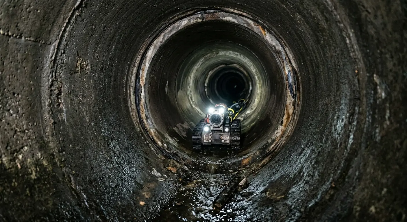 Robotic sewer camera inspecting pipe interior for Sewer Line Cleaning in Louisville